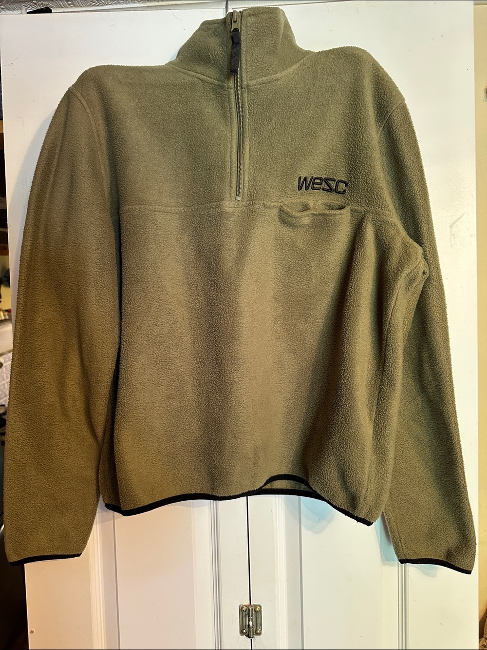 WESC Men's Olive Green Half-Zip Fleece Pullover